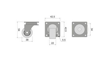 ПОВОРОТНОЕ МЕБЕЛЬНОЕ КОЛЕСО С ПОДШИПНИКАМИ 40 мм, РЕЗИНОВОЕ ДЛЯ СТОЛИКА, ПОЛКИ ШКАФА