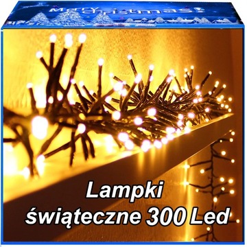 300 LED LAMPKI CHOINKOWE ŚWIĄTECZNE JEŻ BIEŁE CIEPE ENERGOOSZCZĘDNE