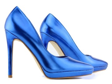 Niebieskie buty szpilki na platformie 37