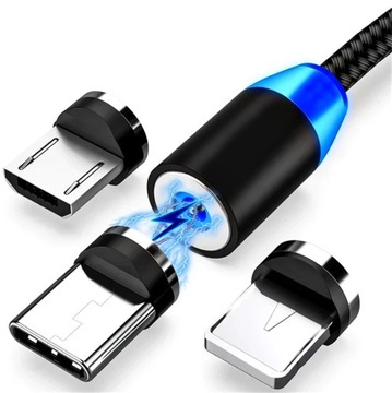 KABEL MAGNETYCZNY 3W1 ŁADOWARKA USB-C IPHONE MICRO UNIWERSALNY