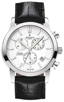 SZWAJCARSKI ZEGAREK MĘSKI ATLANTIC 62450.41.21 ELEGANCKI CHRONO NA PASKU