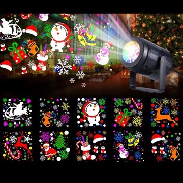 PROJEKTOR ŚWIĄTECZNY LED ŚNIEG LASEROWY RZUTNIK REFLEKTOR MIKOŁAJ RENIFER