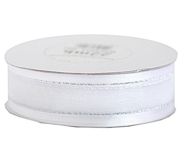 Wstążka szyfonowa z lamówką SILVER/GOLD 25mmx22mb