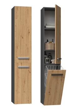 SZAFKA ŁAZIENKOWA NEL IV KOSZ ANTRACYT DĄB ARTISAN