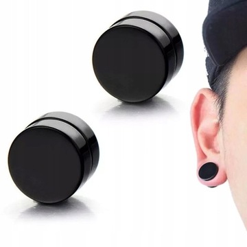KLIPSY DO USZU MĘSKIE CZARNE KOLCZYKI MAGNETYCZNE