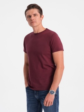 Męski klasyczny bawełniany T-shirt BASIC bordowy V6 OM-TSBS-0146 XXL