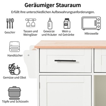 Wyspa kuchenna drewniana mobilna z szufladami