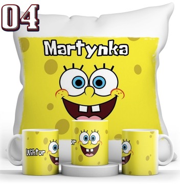 КРУЖКА ГУБКА БОБ + ПОДУШКА + НАБОР ИМЕНИ