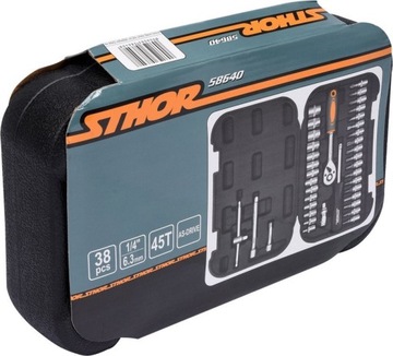 НАБОР ТОРЦЕВЫХ КЛЮЧЕЙ С ТРЕЩОТКОЙ 1/4 38 ЭЛЕМЕНТОВ.