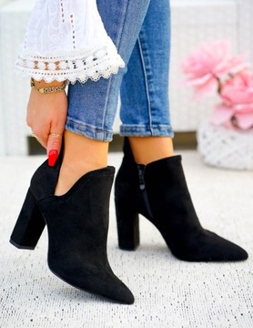 Элегантные черные замшевые ботильоны на высоком каблуке Victoria 36