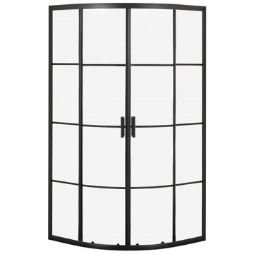 KABINA PRYSZNICOWA UCHYLNA PÓŁOKRĄGŁA CZARNA 70x70 CM LOFT KRATKA SZYBA ESG