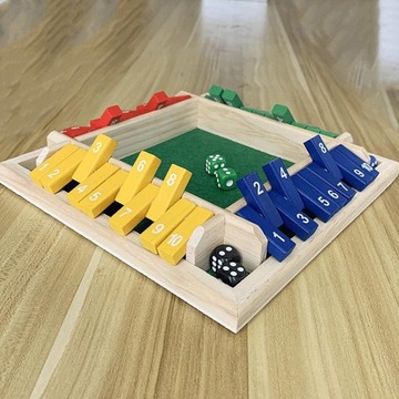 Shut The Box Dice 4-сторонняя настольная игра (игроки) для детей и взрослых, 4-сторонняя