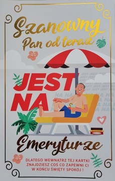 KARTKA ZAWIESZKA dla Emeryta Prezent na Emeryturę