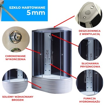 ДУШЕВАЯ КАБИНА С ГИДРОМАССАЖЕМ WSH7306L ЛЕВАЯ 120x80 СМ