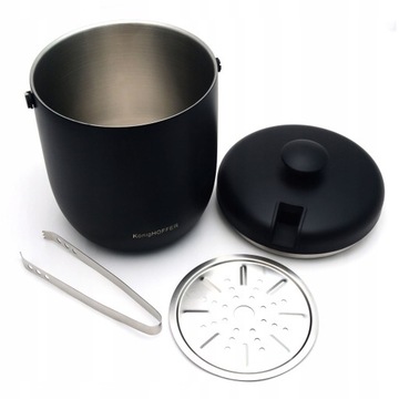 Ведро для льда 2,8 л с крышкой и щипцами, ЧЕРНОЕ, большое