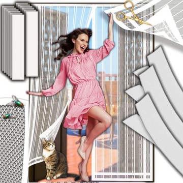 MOSKITIERA na DRZWI BALKONOWE OKNO WYMIAR MAGNETYCZNA 80/90/100 x 210/220CM