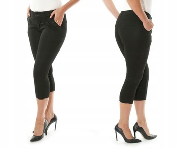 GŁADKIE RYBACZKI spodnie 3/4 KIESZONKI 496#