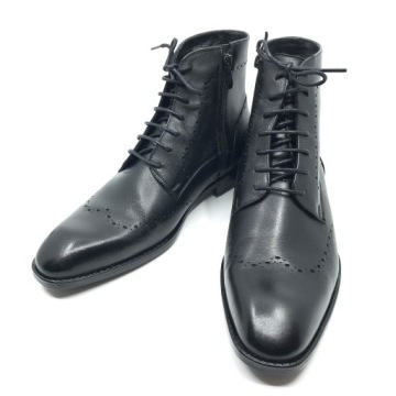 BUTY SZTYBLETY MĘSKIE SKÓRA CZARNE 43 28,5 cm PAN