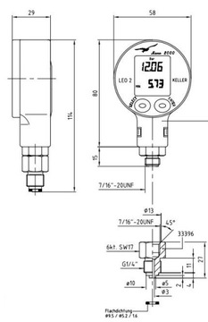 Электронный цифровой манометр LEO-2 0-300BAR G1/4 класс Keller 0,1 Meraserw5