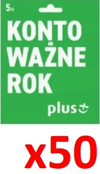starter plus na kartę 5 konto ważne rok 50szt hurt