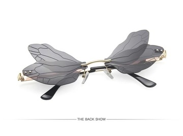 Vintage Dragonfly Wings okulary przeciwsłoneczne moda bez oprawek damskie p