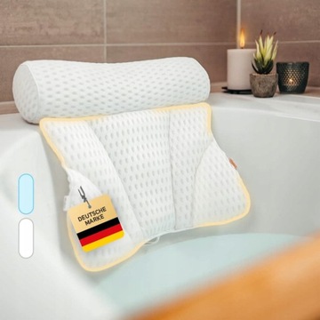 Biała Ergonomiczna Poduszka Pod Głowę do Wanny
