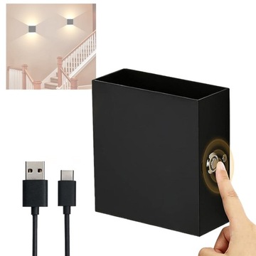 KINKIET LED WEWNĘTRZNE LAMPKA DOTYKOWE REGULOWANY USB DO SALONU SCHODÓW 6W