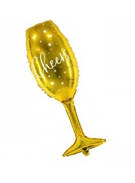 Balon foliowy Kieliszek złoty Cheers Urodziny Rocznica Ślubu Sylwester