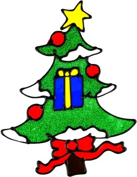 РОЖДЕСТВЕНСКАЯ ГЕЛЕВАЯ НАКЛЕЙКА НА ОКНО, ДЕД МОРОЗ, СНЕЖИКИ, ДВУСТОРОННЯЯ