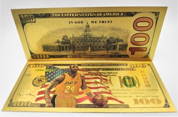 Красивая позолоченная банкнота номиналом 100 долларов Коби Брайант III