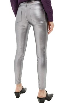 CALZEDONIA legginsy spodnie imitacja skóry argento S/36 błyszczące
