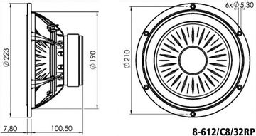 Низкочастотный динамик ETON 8-612/C8/32RP 80 Вт 8 Ом 223 мм