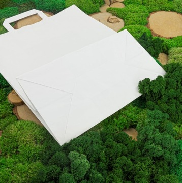 TORBA PAPIEROWA 32x16x39 cm BIAŁA ZAKUPOWA DUŻA ZESTAW 25 szt.