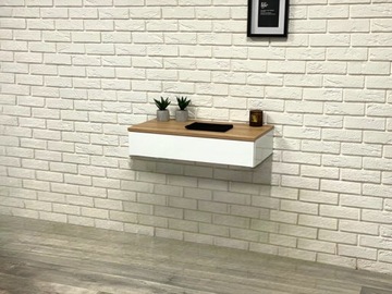 ПОДВЕСНОЙ ТЮРЁДНЫЙ СТОЛИК, ДУБ ARTISAN, БЕЛЫЙ МАТОВЫЙ