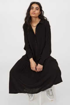 H&M czarna szmizjerka oversize babydoll długa