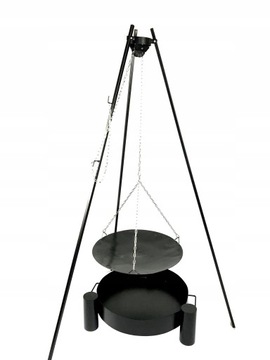 TRÓJNÓG WOK NA OGNISKO PALENISKO 55cm + ŁAŃCUSZKI