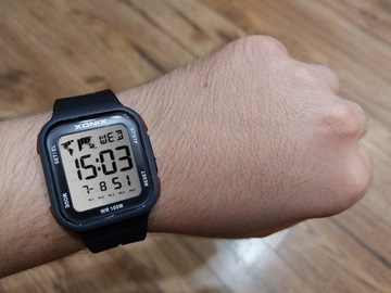 Zegarek XONIX Prostokątny Duży Wyświetlacz WR100m