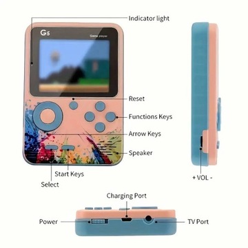 ПОРТАТИВНАЯ ИГРОВАЯ КОНСОЛЬ MINI RETRO GAMEBOY НА 500 ИГР, КАБЕЛЬ AV К ТЕЛЕВИЗОРУ