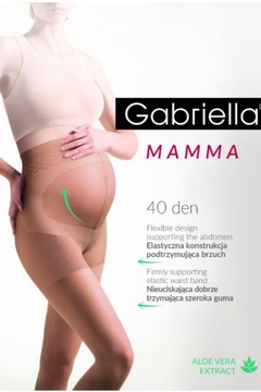 GABRIELLA Mamma 40 den gładkie rajstopy ciążowe lycra jasny beż 5-XL Melisa