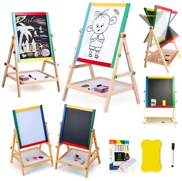 ДВУХСТОРОННЯЯ МАГНИТНАЯ ДОСКА ДЛЯ СУХОГО СТИРАНИЯ ДЛЯ ДЕТЕЙ + МЕЛКИ