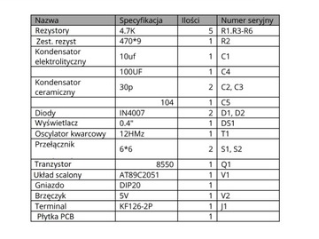 Zestaw Kit cyfrowy 4-bitowy zegar AT89C2051 DIY