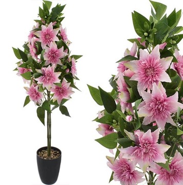 CLEMATIS DRZEWKO SZTUCZNE KWIATY ROŚLINA DONICA SZTUCZNE LIŚCIE GAŁĄZKI