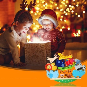 ИГРА «БАЛАНСА ЖИВОТНЫХ» ДЕРЕВЯННЫХ КРУГОВ МОНТЕССОРИ