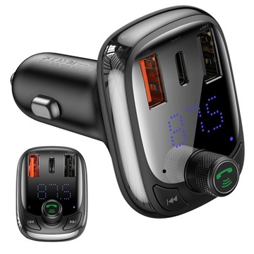 Автомобильное зарядное устройство BASEUS 2xUSB A+TypC+FM-передатчик BT PD QC4.0 5A 36W