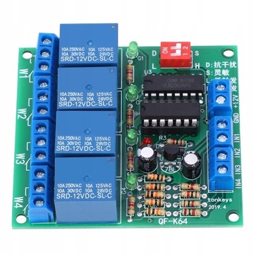 K64 A-12V 4-kanałowy moduł przekaźnikowy