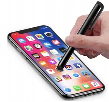 RYSIK POJEMNOŚCIOWY DO TABLETU TELEFONU EKRANÓW DOTYKOWYCH CZARNY Z GUMKĄ