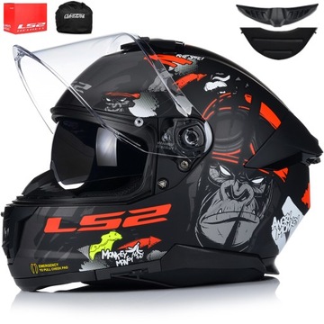 KASK MOTOCYKLOWY LS2 FF808 STREAM II MONKEY KEVLAR SYSTEM PINLOCK +BLENDA M