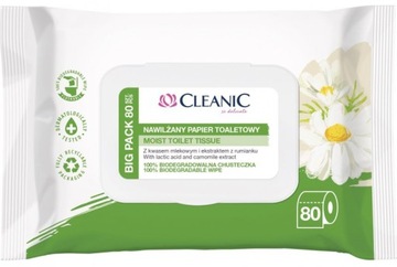 Туалетная бумага Cleanic увлажненная с экстрактом ромашки 80 шт.