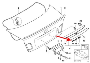 OE BMW POKLOP LAMPA TABULKY 3 E46 COUPE SEDAN