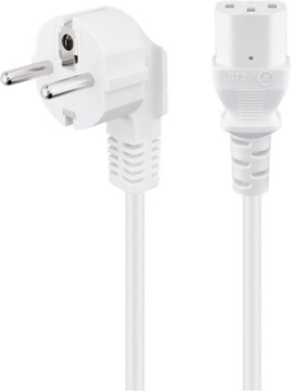 Kabel zasilający kątowy C13 3 m biały